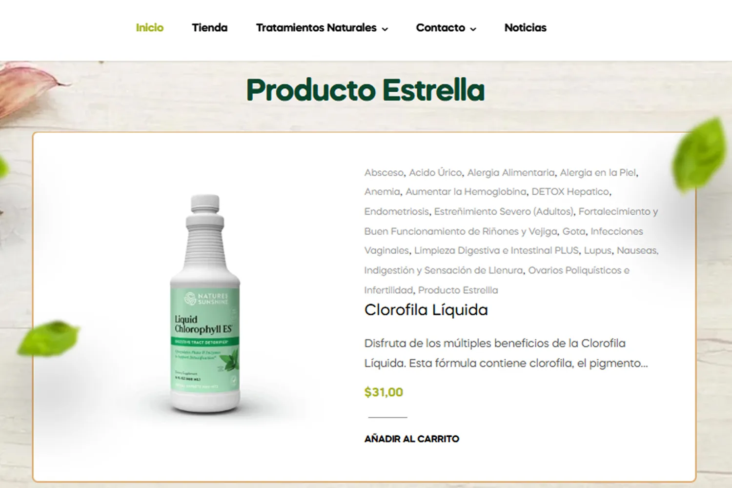 Sitios web de productos naturales